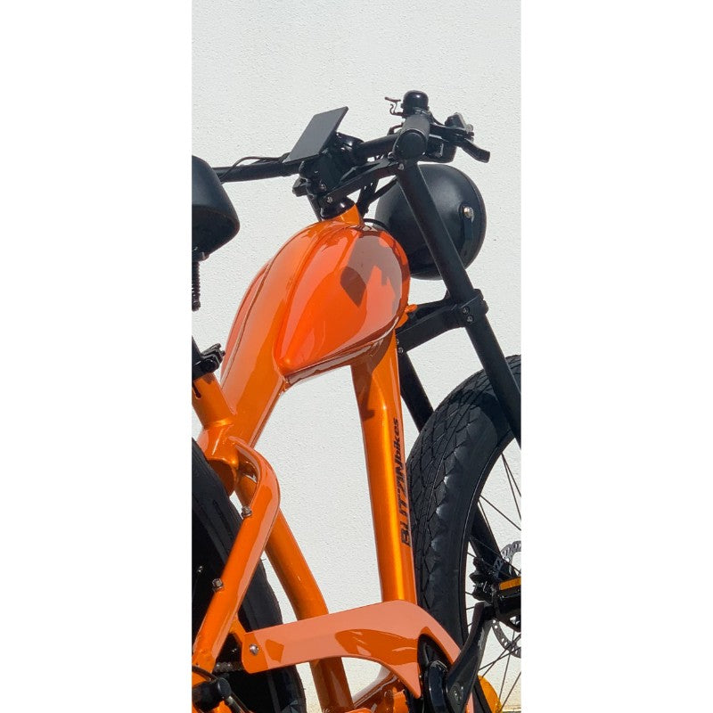 BLITZINbikes Caballero 750 Watt Electric Bike in Orange Rear Side View