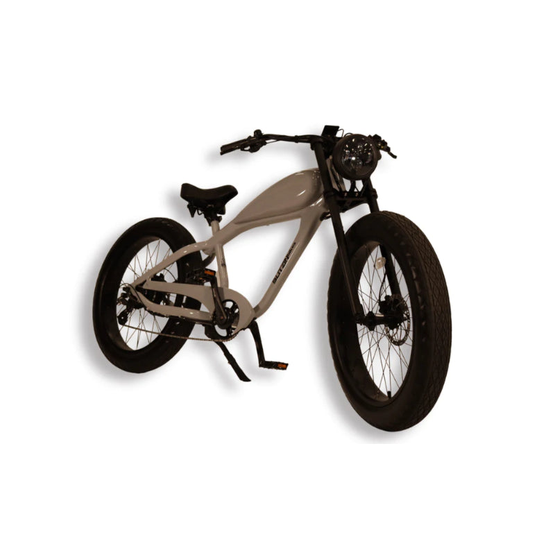 BLITZINbikes Grey Ghost 250 Watt Electric Bike in Gloss Grey Front Side View