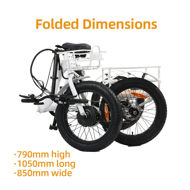 Eunorau Electric Foldable Commuter Trike with Cargo