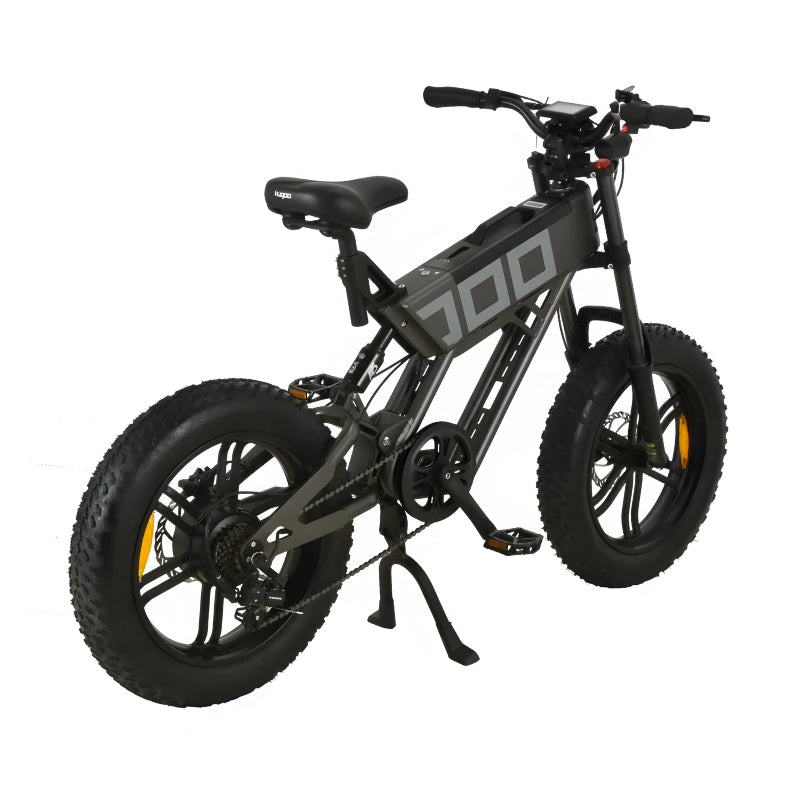 Kugoo T01 750 Watt 20 Inch Electric Bike Black Rear Side View