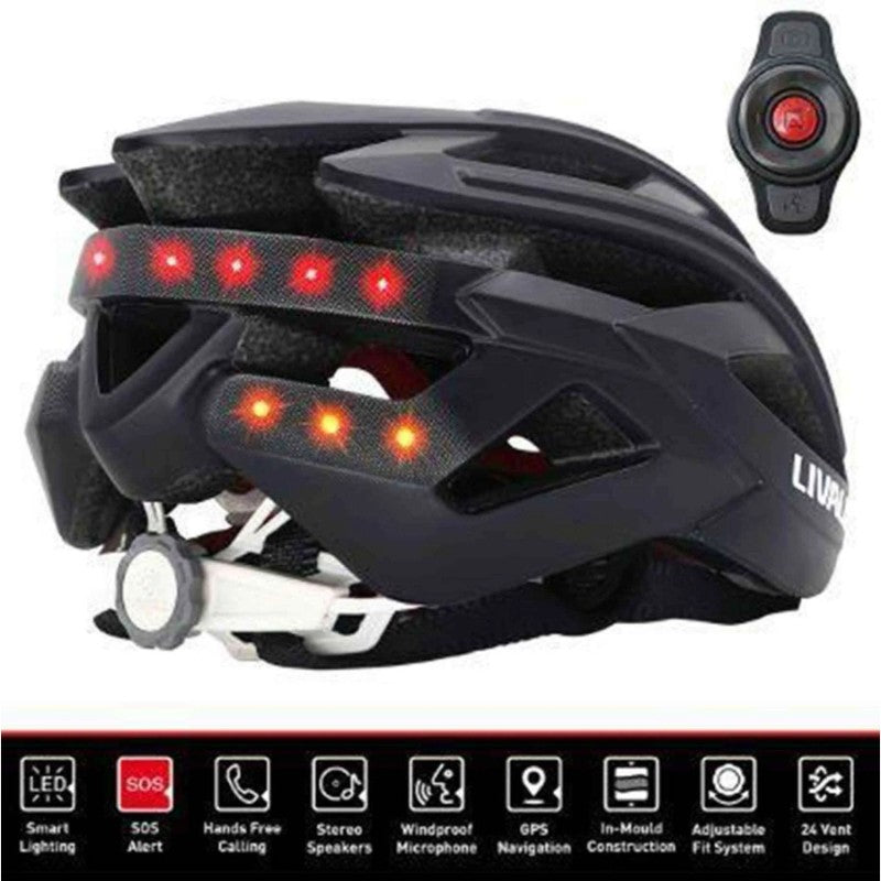 Livall BH60SE Smart Bluetooth Helmet Black Rear Light View