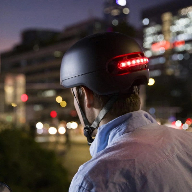 Livall C21 City Commuter Helmet Outside with Turned On Light View