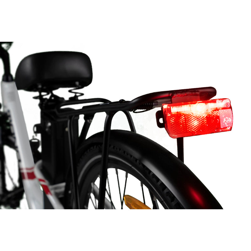 MONO AURA PLUS 500W 48V 21Ah Electric Bike White Rear Light View