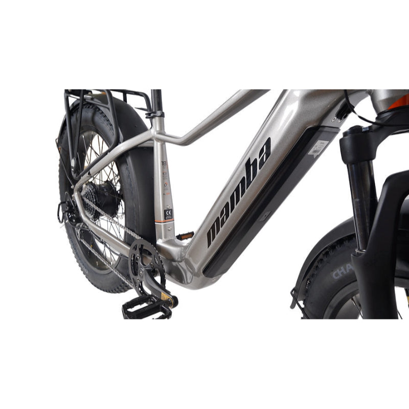 Mamba Gallivanter 720W 48V 15Ah Electric Bike in Grey Front Tube View