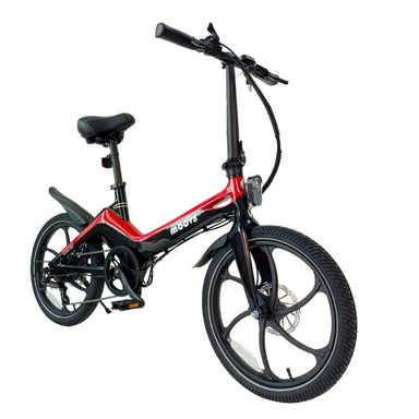 Moov8 MAG-20 250W 36V 7.8Ah Electric Bike Red Front Side View