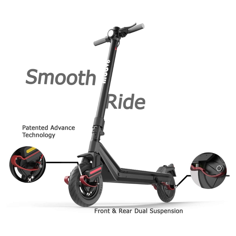 Moov8 S1 Popular Scooter, Long Deck, Powerful Motor, Dual Suspension in Black