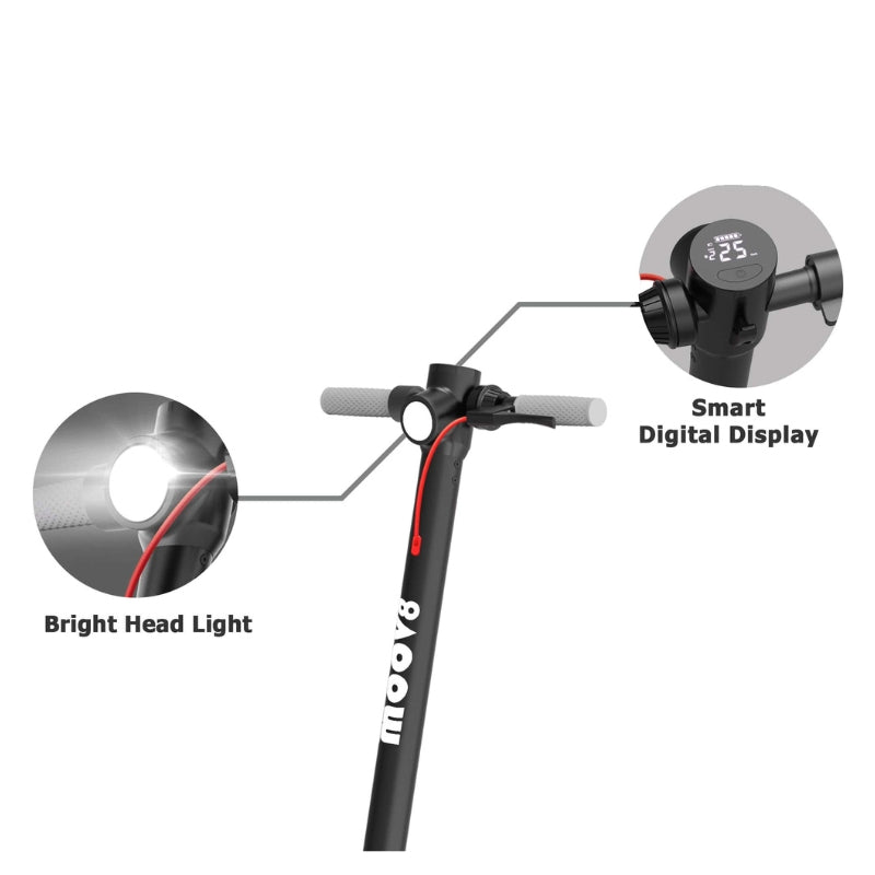 Moov8 S1 Popular Scooter, Long Deck, Powerful Motor, Dual Suspension in Black