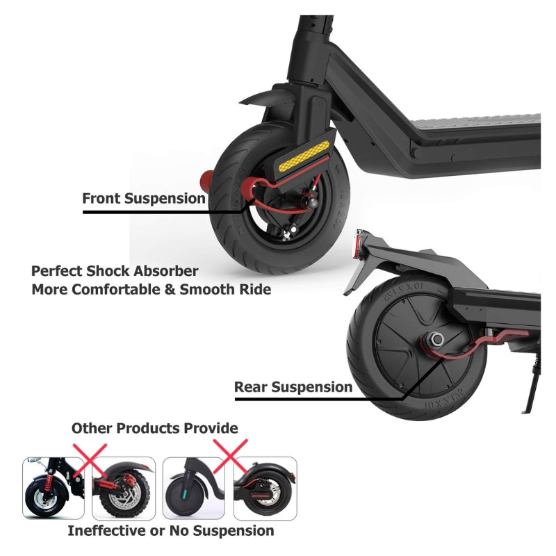 Moov8 S1 Popular Scooter, Long Deck, Powerful Motor, Dual Suspension in Black