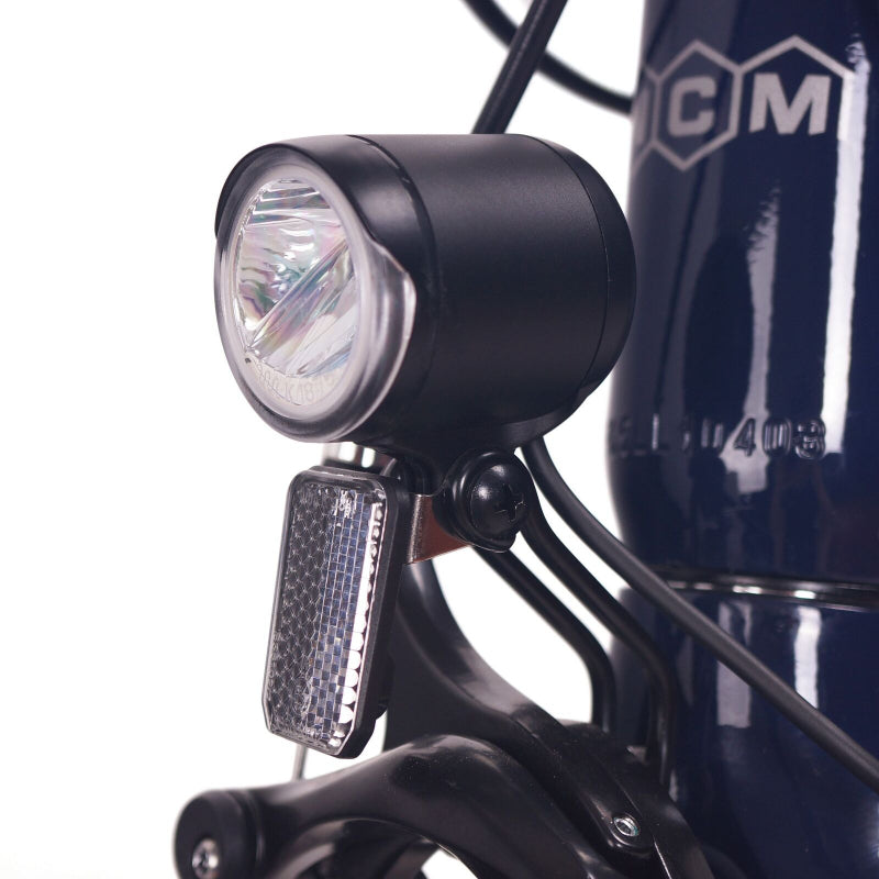 NCM C5 250W 36V Electric Bike Blue Front Light View