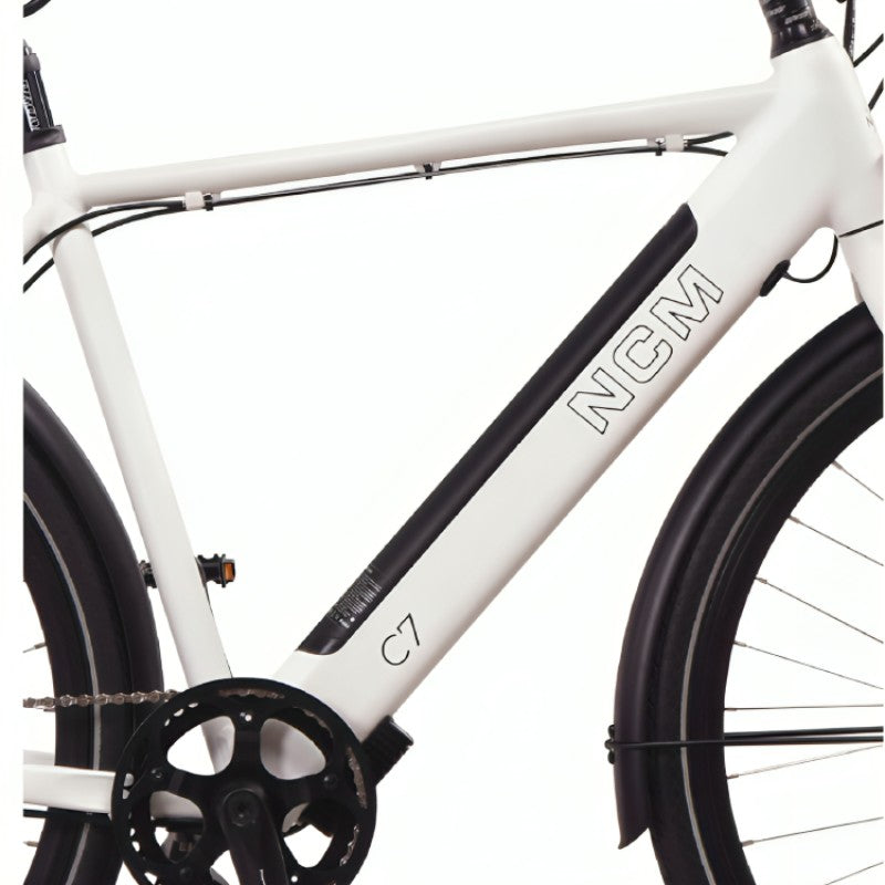 NCM C7 250W 36V Electric Bike White Tube View