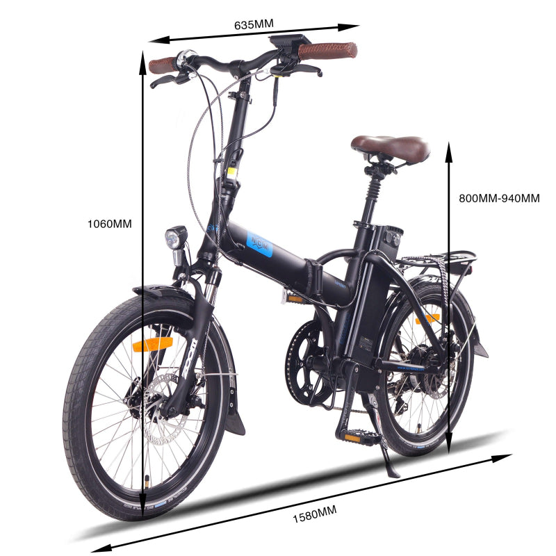 NCM London 250W 36V 15Ah Electric Bike Matt Black Size Guide