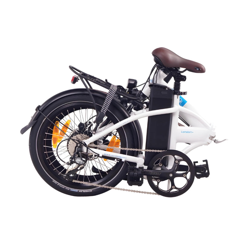 NCM London+ 250W 36V 19Ah Electric Bike White Folding View