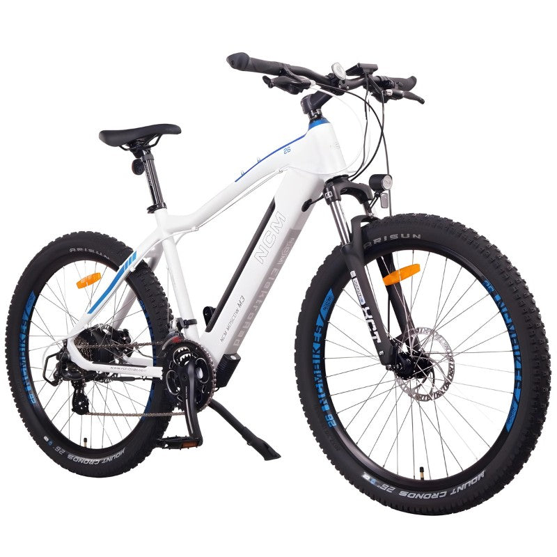 NCM M3 250W 48V 12Ah Electric Bike White Front Side View