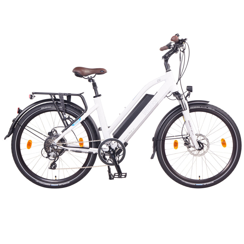 NCM Milano Plus City 250W 48V 16Ah Electric Bike White Rights Side View