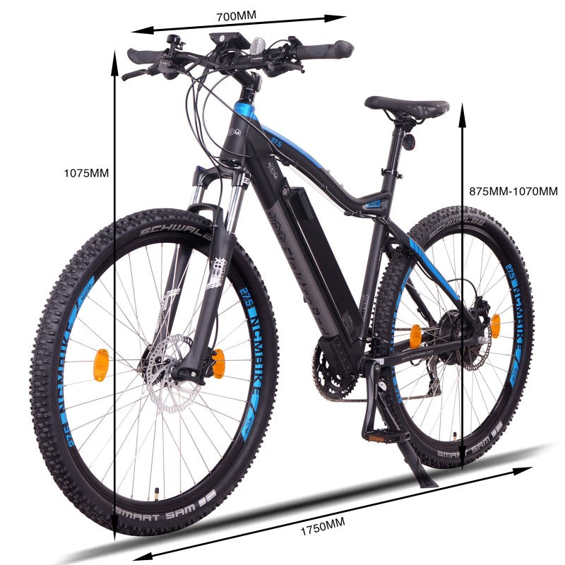 NCM Moscow Plus 250W 48V 16Ah Electric Bike Black Size Guide