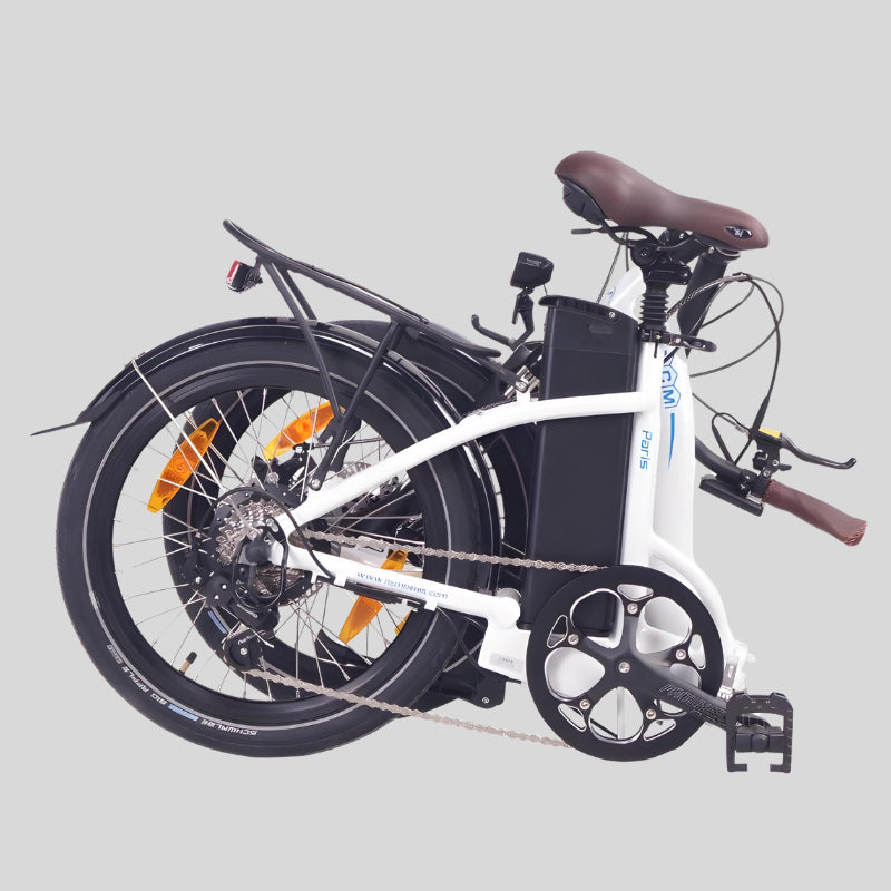 NCM Paris 250W 36V 15Ah Electric Bike in White Folded View