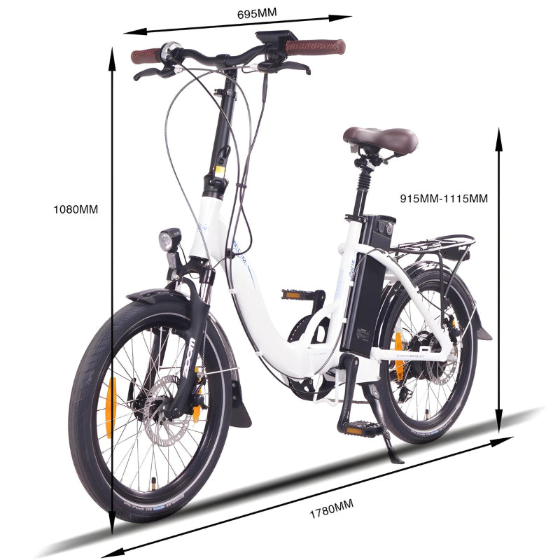 NCM Paris 250W 36V 15Ah Electric Bike in White Size Guide