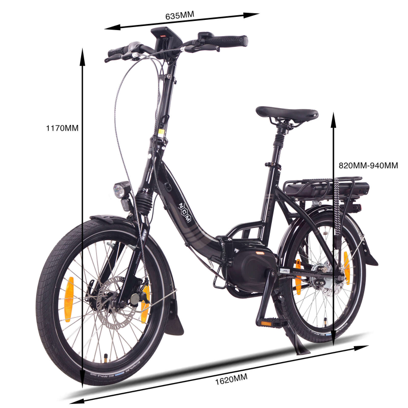 NCM Paris Max N8R 250W 36V 14Ah Electric Bike in Black Size Guide