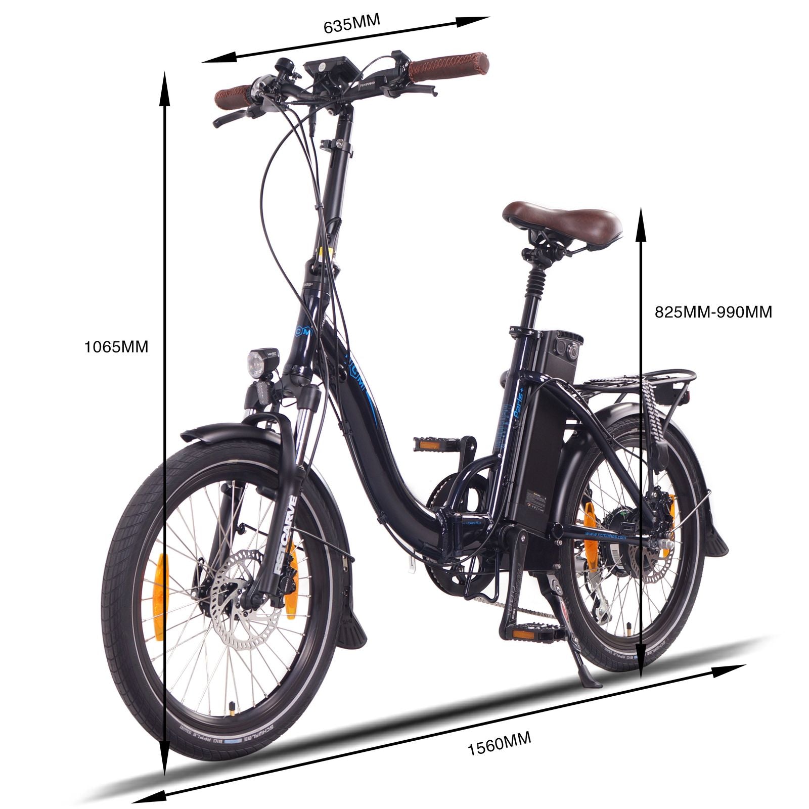 NCM Paris+ 250W 36V 19Ah Electric Bike Dark Blue Size Guide