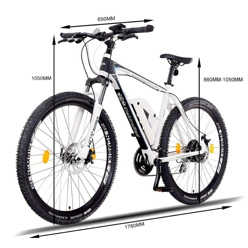 NCM Prague 250W 36V 13Ah Electric Bike White Size Guide