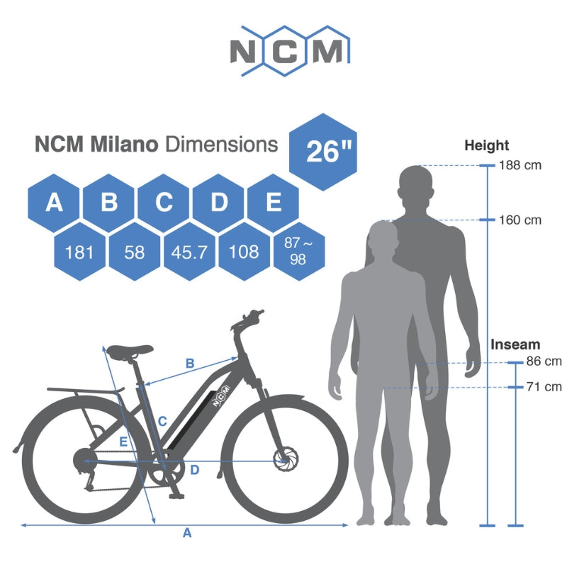 NCM T3S Step-Thru Trekking 250W-500W 48V 12Ah 576Wh Battery E-Bike