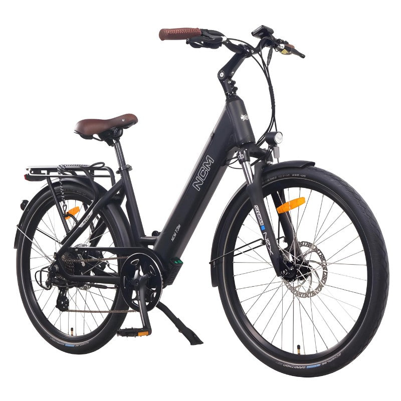 NCM T3S 250W 48V 12Ah Electric Bike Black Front Side View