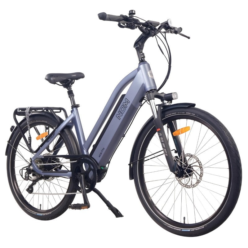 NCM T7S 250W 48V 19Ah Electric Bike Lavender Blue Front Side View