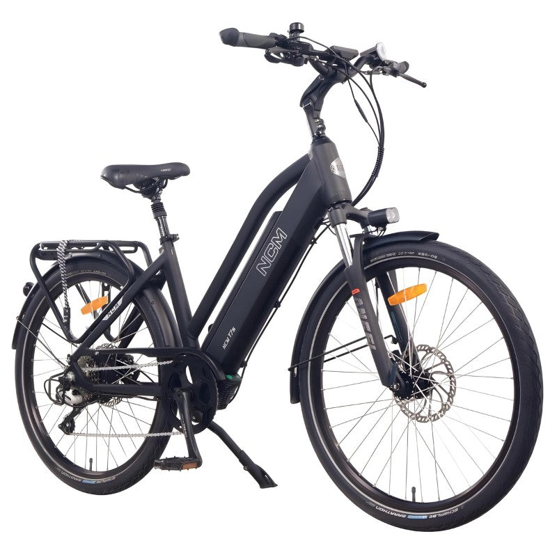 NCM T7S 250W 48V 19Ah Electric Bike Matt Black Front Side View