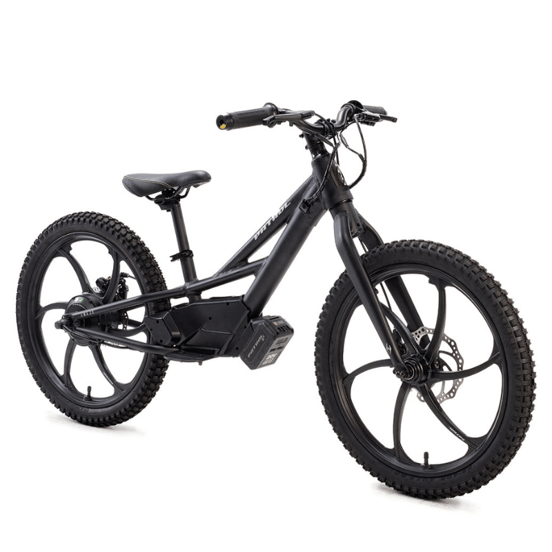 PATROL EMX 20 200W 18V Kids Electric Bike Charcoal Black Front Side View