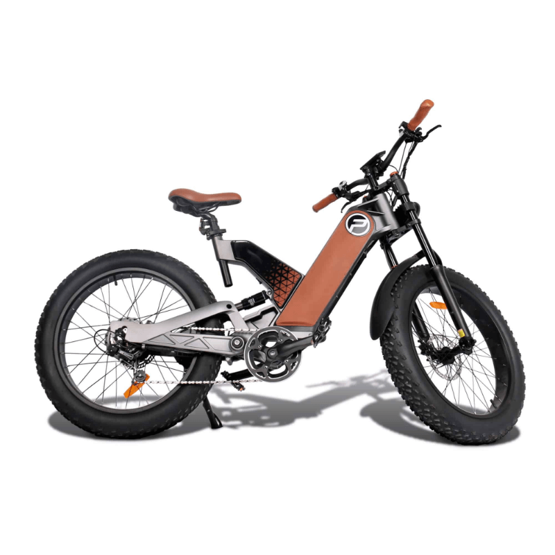 Plusrite Falcon 750W 48V 16Ah Electric Bike in Black, Grey, and Brown Right Side View