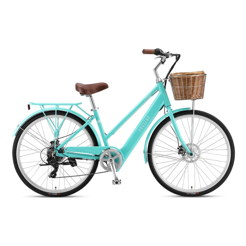 Progear E-Classique Electric Bike Vintage Cruisher in Turquoise Blue, 250W, 36V 8.7Ah