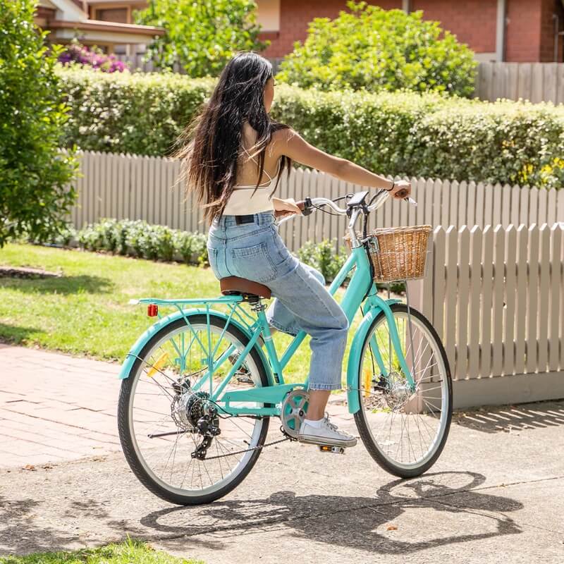 Progear E-Classique Electric Bike Vintage Cruisher in Turquoise Blue, 250W, 36V 8.7Ah