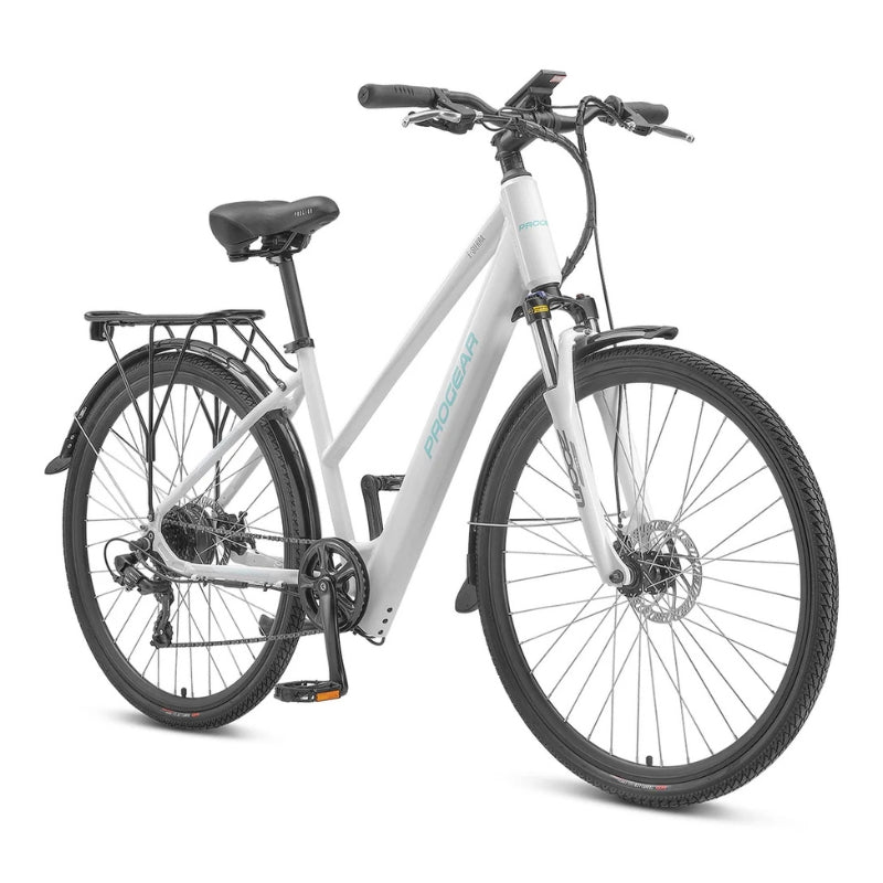 Progear E-Sierra Electric Bike Low Step Through Hybrid in White, 250W, 36V 8.7Ah