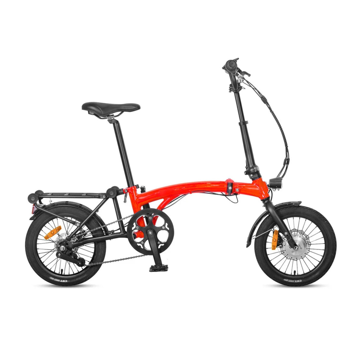 Progear Power Shuttle Compact Electric Bike Alloy Folding Cruiser Speed 16" in Red, 250W, 36V 6.8Ah