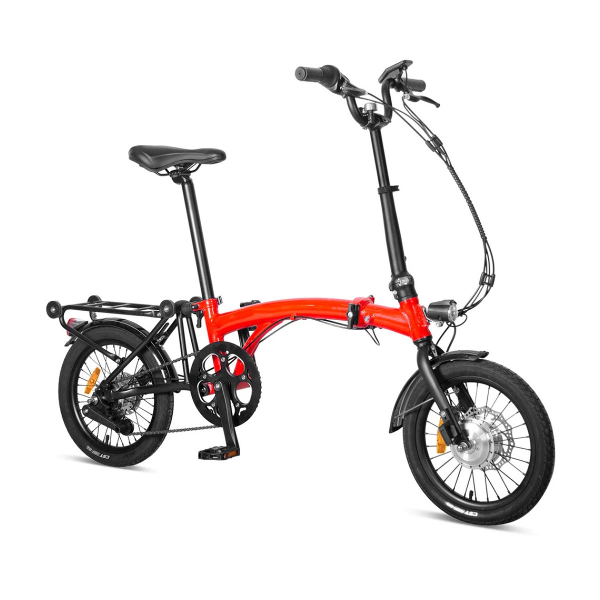 Progear Power Shuttle Compact Electric Bike Alloy Folding Cruiser Speed 16" in Red, 250W, 36V 6.8Ah