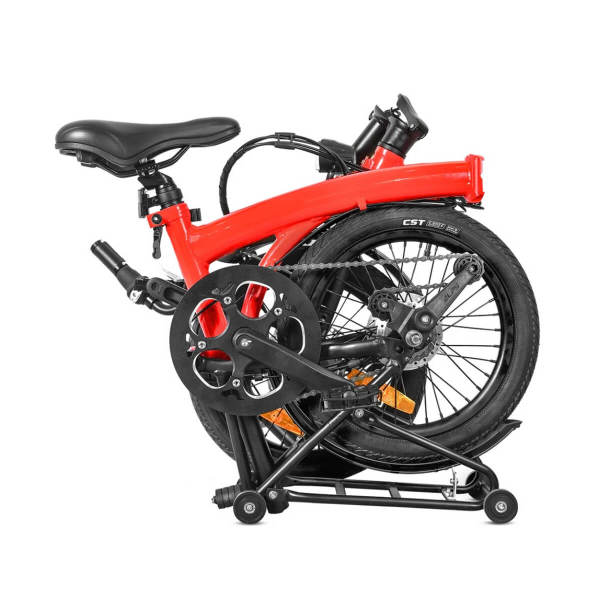 Progear Power Shuttle Compact Electric Bike Alloy Folding Cruiser Speed 16" in Red, 250W, 36V 6.8Ah