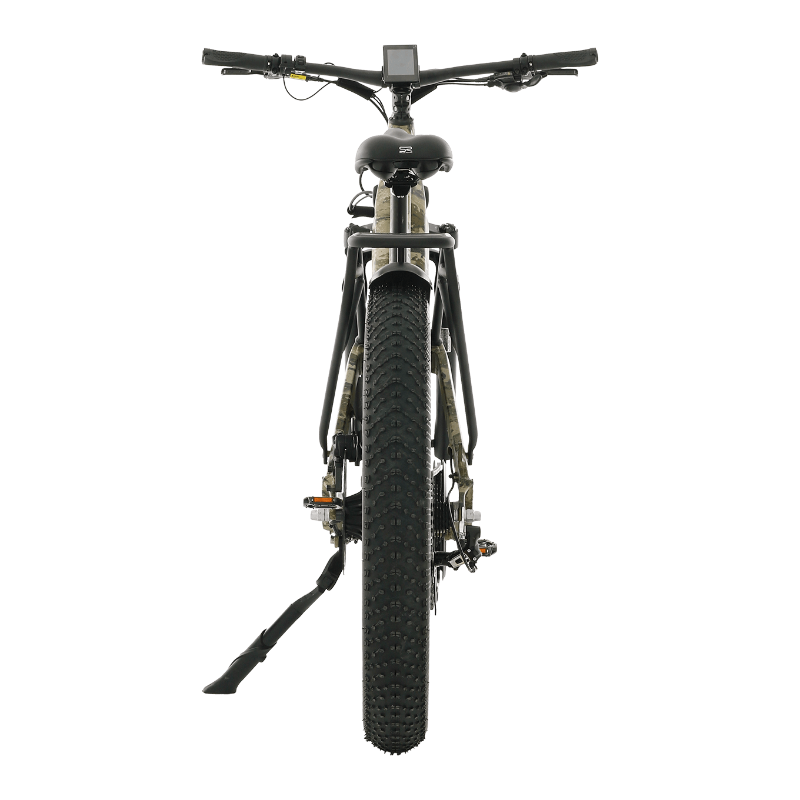 SPIKA Escape 1000W 48V 21Ah Electric Bike Biarri Camo Rear View with Stand