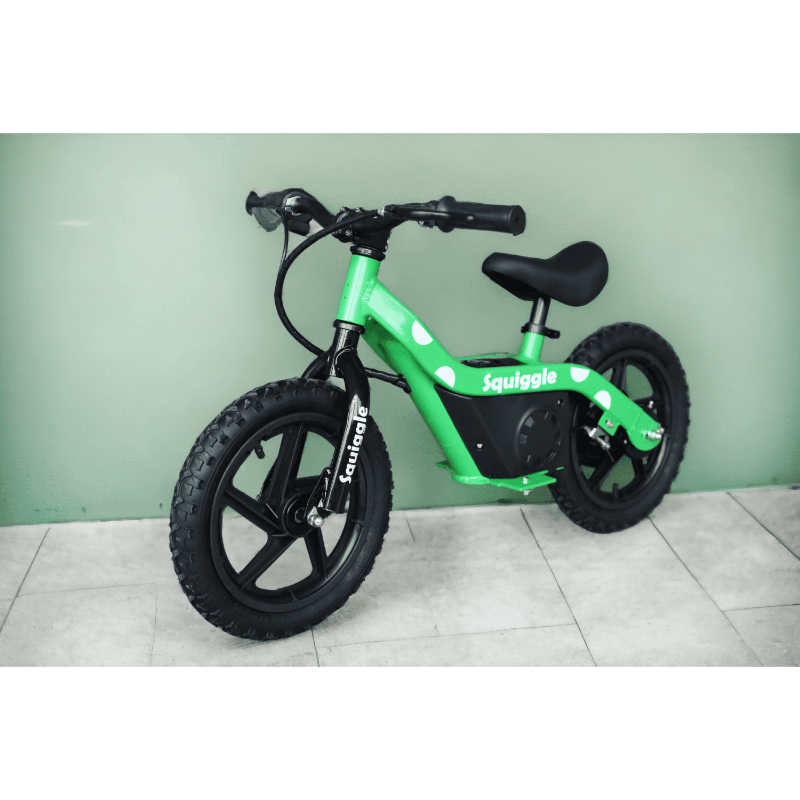 Squiggle 100W 4.0Ah Electric Balance Bike Green Front Side View