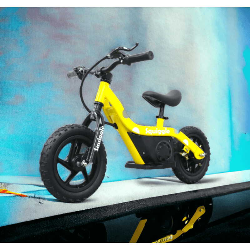 Squiggle 100W 4.0Ah Electric Balance Bike Yellow Front Side View