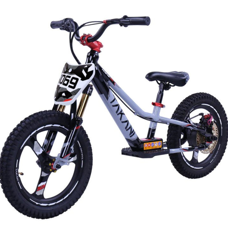 TAKANI TK1648-RS Electric Balance Bike Ash Grey Front Side View