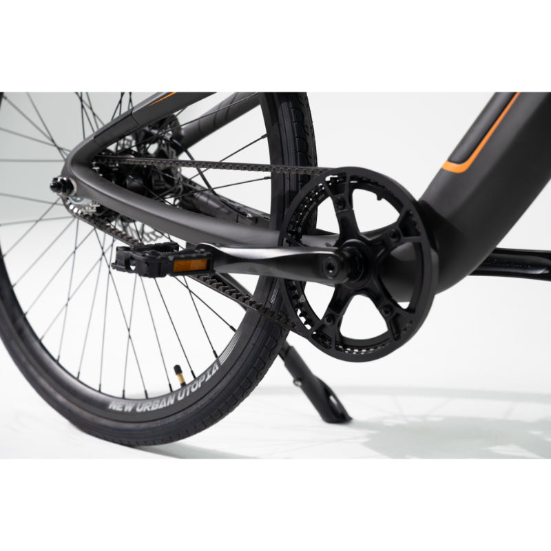 Urtopia Carbon One Electric Bike in LyraBlack Chain and Rear Wheel View