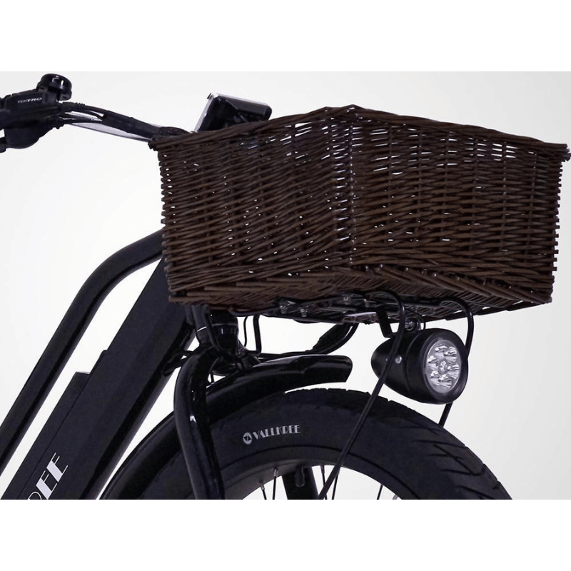 VALLKREE Street Gypsie 250W 48V 15Ah Electric Bike Black Front Basket View