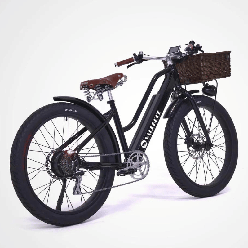 VALLKREE Street Gypsie 250W 48V 15Ah Electric Bike Black Rear Side View