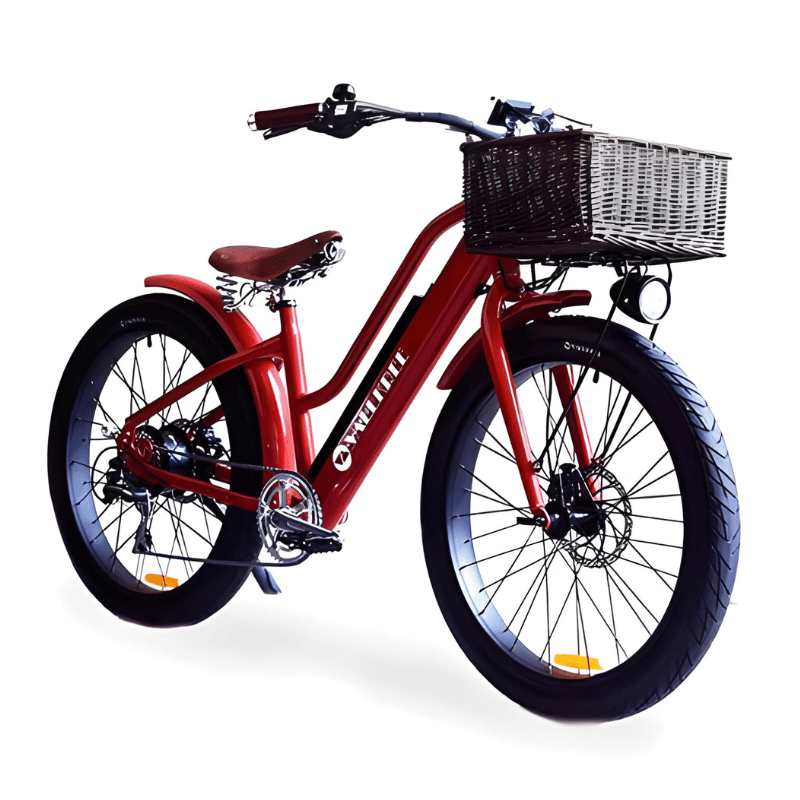 VALLKREE Street Gypsie 250W 48V 15Ah Electric Bike Red Front Side View