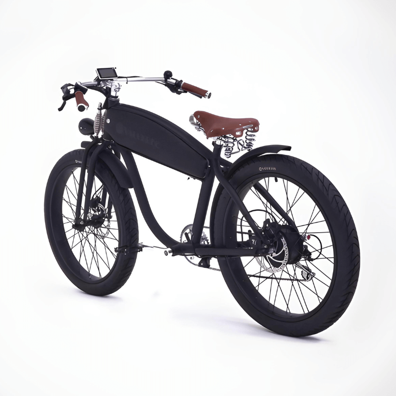 VALLKREE The Terremotto Scrambler 250/500W 36V 13Ah Electric Bike Very Black Rear Side View