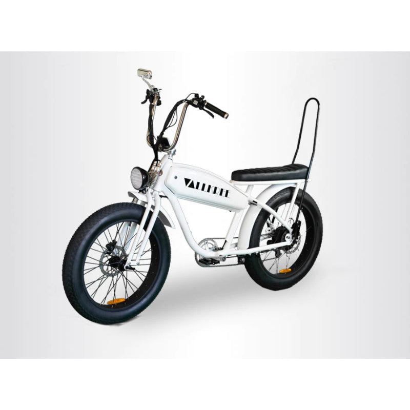 VALLKREE The Warchild Dragster 250-500W 48V 15Ah Electric Bike White Gloss Front Side View