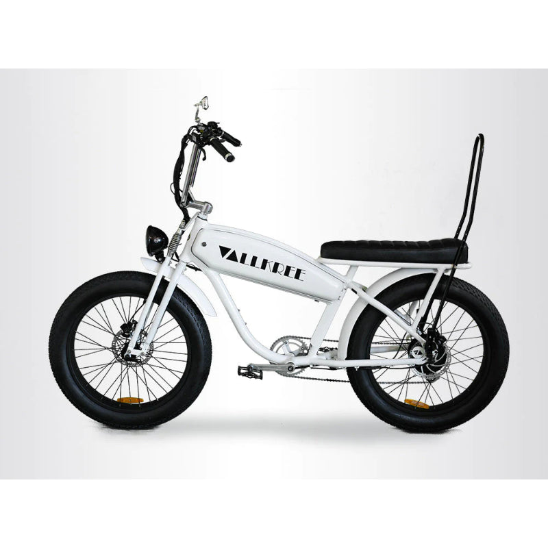 VALLKREE The Warchild Dragster 250-500W 48V 15Ah Electric Bike White Gloss Side View