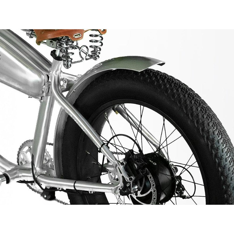 VALLKREE The Yakuza Mini Drifter 250-500W 48V 15Ah Electric Bike Silver Rear Tyre View