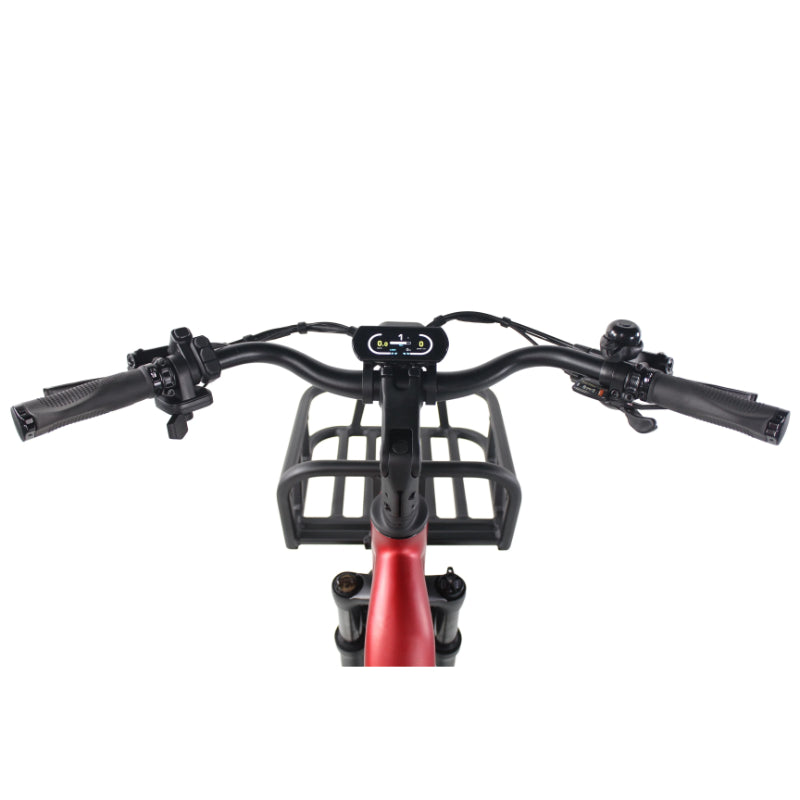 VAMOS El Rapido 500W 48V 15Ah Electric Bike Red Handlebar View