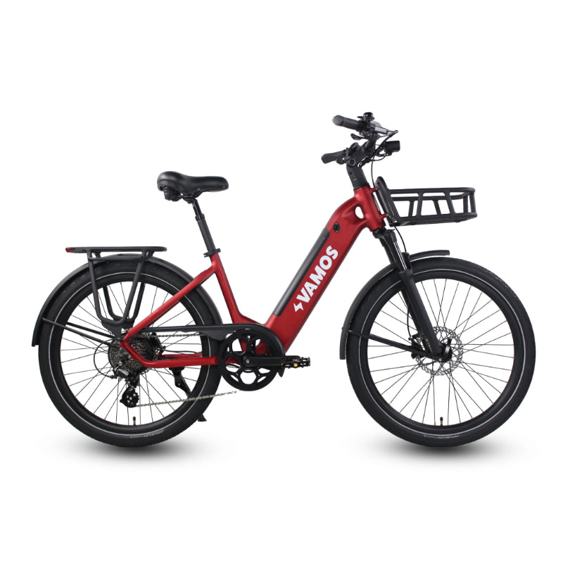 VAMOS El Rapido 500W 48V 15Ah Electric Bike Red Right Side View